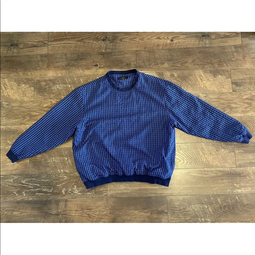 Golden Bear Men’s Windbreaker Pull Over V Neck Blue Plaid Size XL.